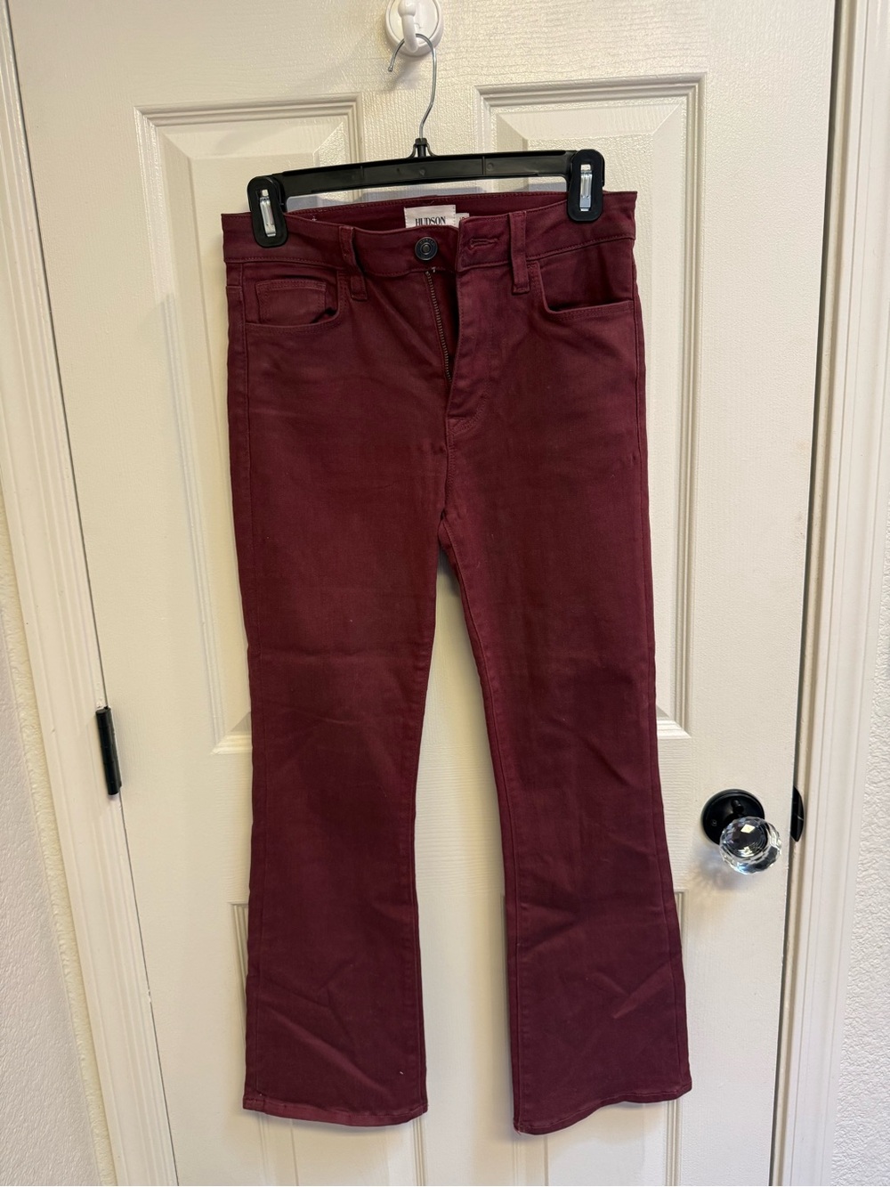 Hudson Jeans Womens Burgundy Wide-Leg Flare Jeans
